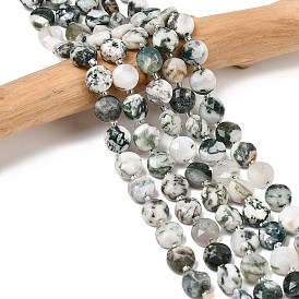 Натурального дерева агат бисер нитей, граненый шестиугольный разрез, плоско-круглые, с бисером