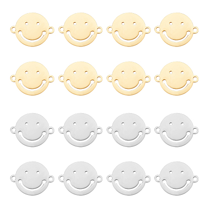 32шт 2 цвета 201 подвески из нержавеющей стали, лазерная резка, плоские круглые с улыбающееся лицо