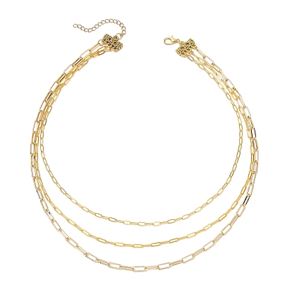 Латунная цепочка-скрепка 3 многослойные ожерелья для женщин
