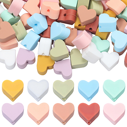100 шт. 10 цветные бусины из пищевого силикона в форме сердца, фокусные бусы