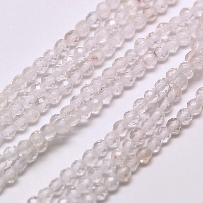 Natural Quartz Crystal Beads Strands, Rock Crystal Beads, Faceted Round