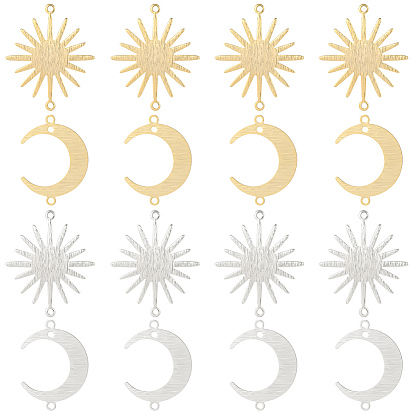 24шт 4 стили латунные подвески для разъемов, долговечный, ссылки на солнце и луну