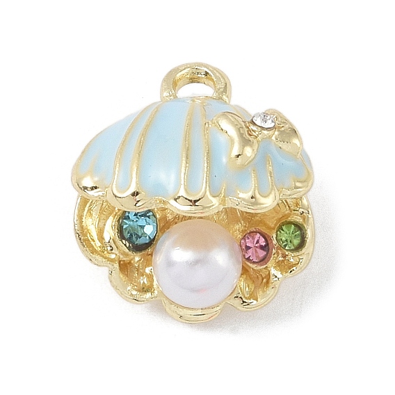 Подвески из сплава и страза, С жемчужиной смолы, формы раковины, золотые