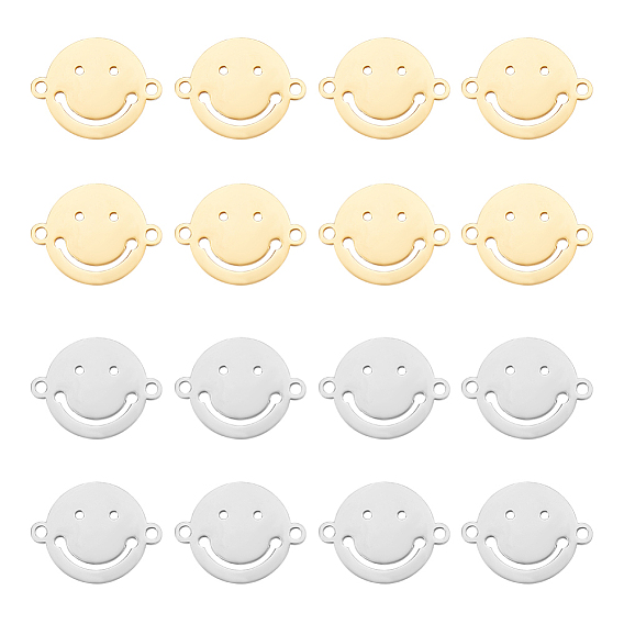 32шт 2 цвета 201 подвески из нержавеющей стали, лазерная резка, плоские круглые с улыбающееся лицо