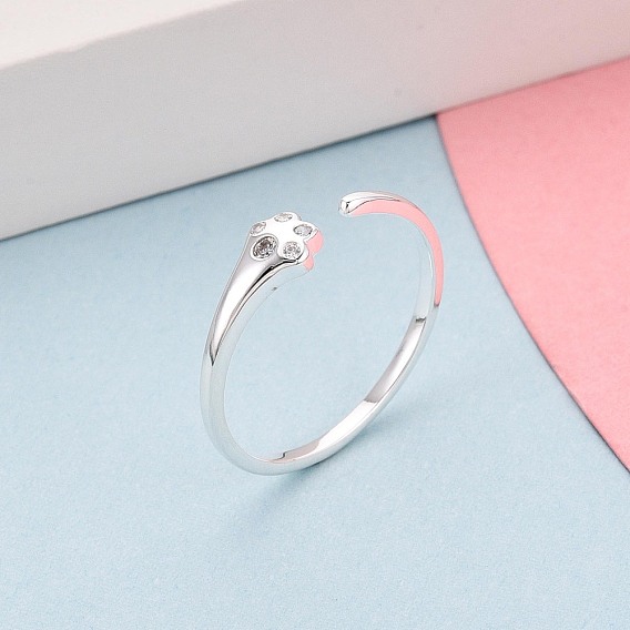 925 открытые кольца-манжеты из стерлингового серебра с микропаве из прозрачных кубических цирконий для женщин, кошачий коготь, с печатью s925