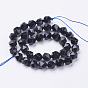 Synthetic Blue Goldstone Beads Strands, Faceted, Round