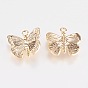 Brass Pendants, Real 18K Gold Plated, Butterfly