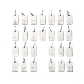 26шт. 304 набор подвесок из нержавеющей стали, прямоугольник с буквой a ~ z, с целью перехода в кольце