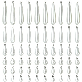 96шт 6 стили АБС-пластик подвески с имитацией жемчуга, очарование слезы, с железной петлей