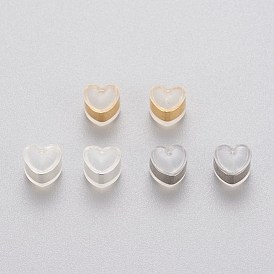 Eco-Friendly Plastic Ear Nuts, Earring Backs, with 304 Stainless Steel Findings, Heart