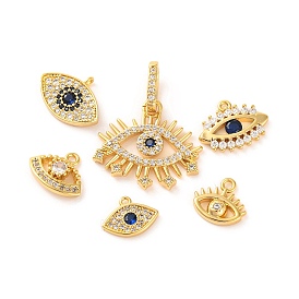 Brass Micro Pave Cubic Zirconia Pendants, Eye