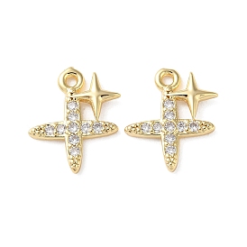 Brass Micro Pave Cubic Zirconia Charms, Star Charms