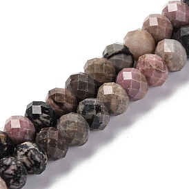 Natural Rhodonite Beads Strands, Faceted, Rondelle