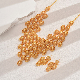 Элегантный комплект из ожерелья и серег из сплава с полыми овальными кисточками для свадьбы и помолвки