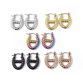 304 Stainless Steel Oval Hoop Earrings for Women
