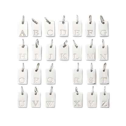 26шт. 304 набор подвесок из нержавеющей стали, прямоугольник с буквой a ~ z, с целью перехода в кольце