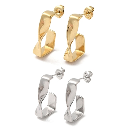 304 прямоугольные серьги-гвоздики из нержавеющей стали, серьги-кольца