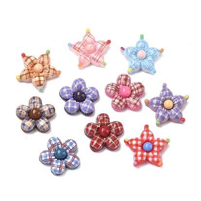 Кабошоны из непрозрачной смолы с клетчатым узором, цветок