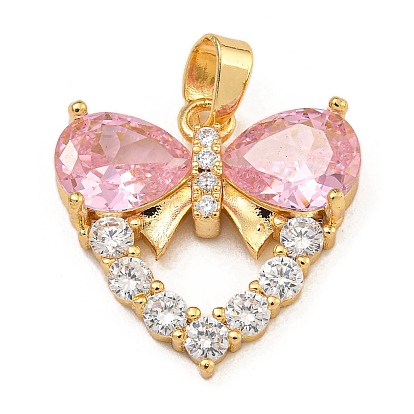 Стойки обшивки латунь кубического циркония подвески, долговечный, сердце с бантом