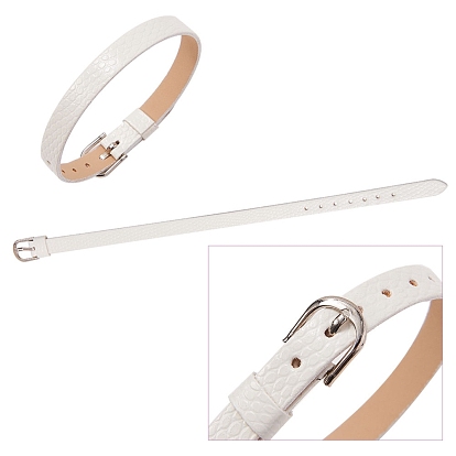 SUNNYCLUE PU Leather Watch Band Strap, Watch Belt, Fit Slide Charms, with Iron Clasps, Platinum