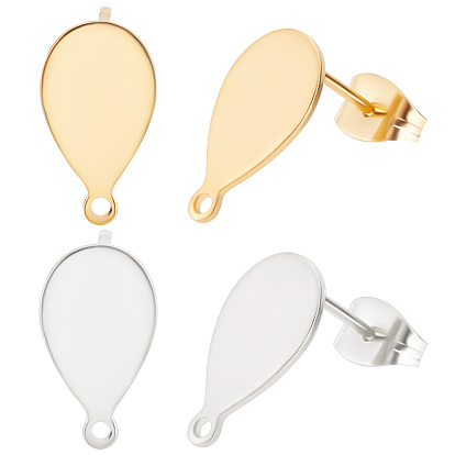 80 шт. 2 цвета 201 детали серьги-гвоздики из нержавеющей стали, с 304 штифтами из нержавеющей стали и горизонтальными петлями, слеза