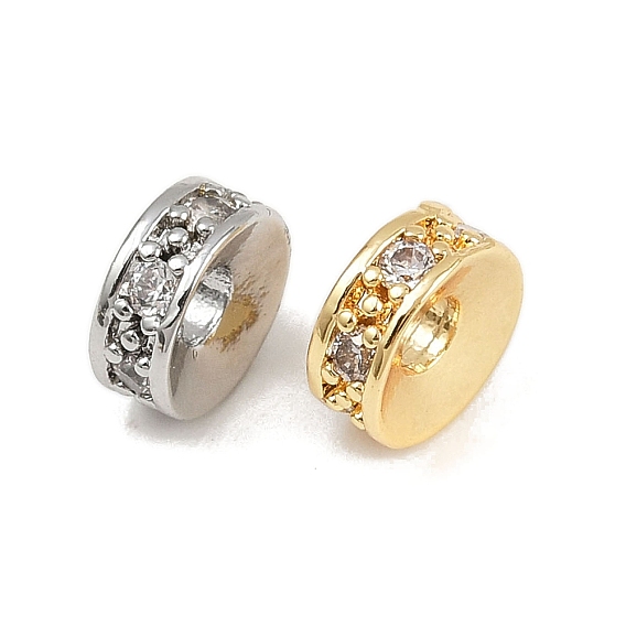 Латунные микро проложить кубического циркония бусы, плоско-круглые