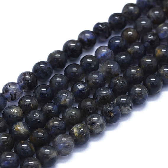 Natural Iolite Beads Strands, Round