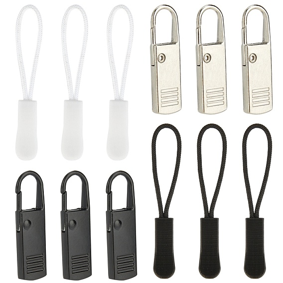 Gorgecraft Garment Accessories Sets, Including Zinc Alloy Replacement Zipper Pull Tabs & Plastic Zipper Puller with Strap