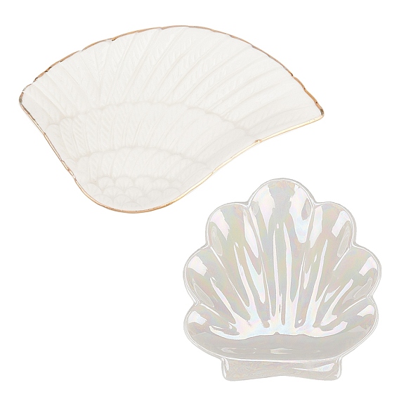 Porcelain Jewelry Plate, Wing & Shell