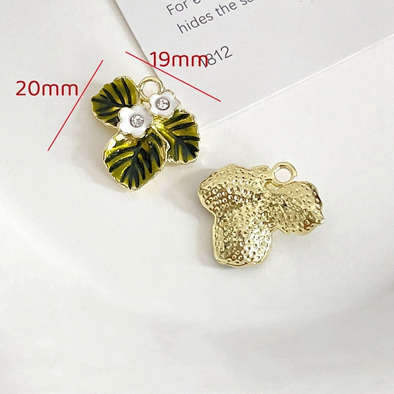 Legierung rhinestone-anhänger, mit Emaille, Blume Reize