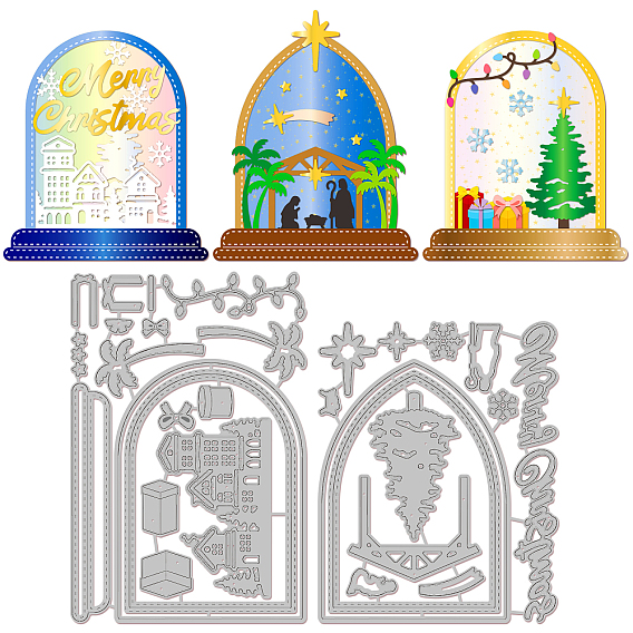 2шт 2 стили рождественские трафареты для резки углеродистой стали, для diy scrapbooking, Фотоальбом, декоративная бумага для тиснения, цвет нержавеющей стали