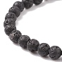 Heart with Evil Eye Shell & Natural Lava Rock Beaded Stretch Bracelet, Essential Oil Gemstone Jewelry for Women