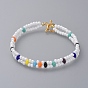 Multi-strand Bracelets, with Czech Glass Seed Beads and Golden Plated Alloy Toggle Clasps