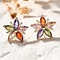 Micro latón allanar aretes de óxido de circonio cúbico, sin plomo y cadmio, larga duración plateado, dorado, estrella