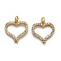 Латунные микропаве прозрачные подвески с фианитом, долговечный, с прыжковых колец, сердце