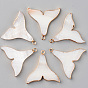 Natural Freshwater Shell Pendants, with Brass Loops, Edge Golden Plated, Fishtail