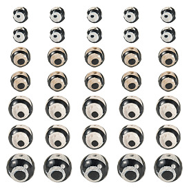 36 шт. 4 стили тибетские бусины дзи 3-глаз, природных бисера агат, окрашенная и подогревом, круглые, граненые