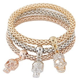 Skull Pendant Multilayer Bracelet with Corn Chain - European and American Fashion.