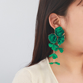 Серьги-гвоздики с кисточками из цветочного сплава, золотые