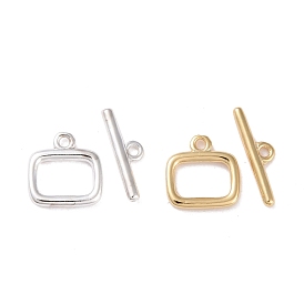 Eco-friendly Brass Toggle Clasps, Cadmium Free & Lead Free, Long-Lasting Plated, Square