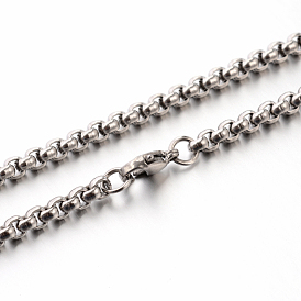 304 Stainless Steel Box Chain Necklaces, 23.6 inch (599mm), 3.5mm