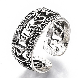 Tibetan Style Alloy Cuff Finger Rings, Om Mani Padme Hum