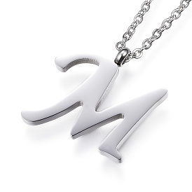 304 колье из нержавеющей стали, Буква М, с кабельными цепями и застежкой омара