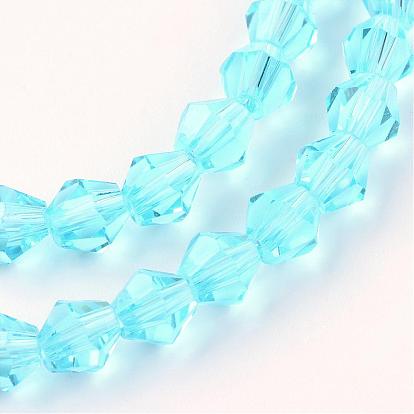 Transparent Glass Bead Strands, Faceted, Bicone