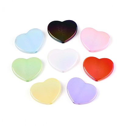 Непрозрачные акриловые бусины с УФ-покрытием, радужный, сердце