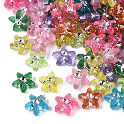 Пластиковые бусины в форме звезды, серебристого металла, обвитыми