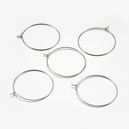316 Surgical Stainless Steel Hoop Earrings Findings, Wine Glass Charms Findings