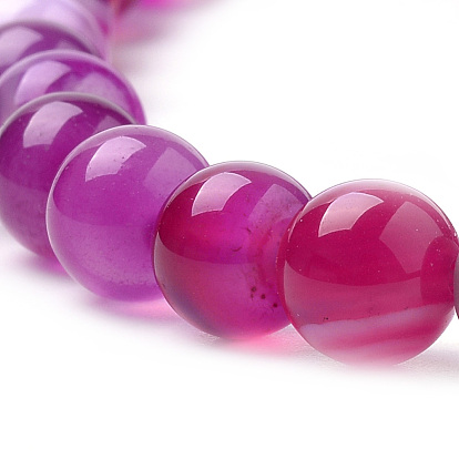 Natural Striped Agate/Banded Agate Beads Strands, Dyed, Round
