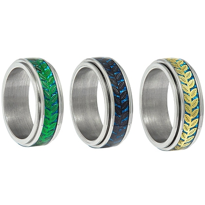 Вращающиеся 304 вращающиеся кольца из нержавеющей стали, Широкие кольца в форме листа для женщин и мужчин