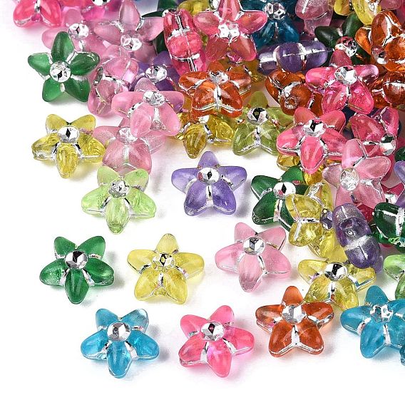 Пластиковые бусины в форме звезды, серебристого металла, обвитыми